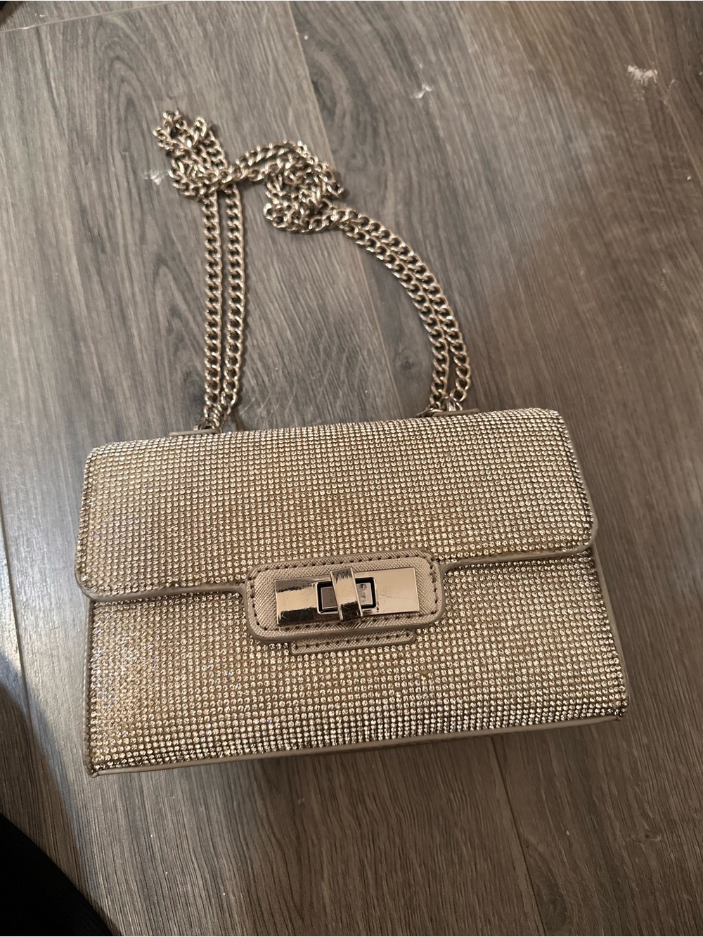 Metallic Gold Chain Crossbody Bag